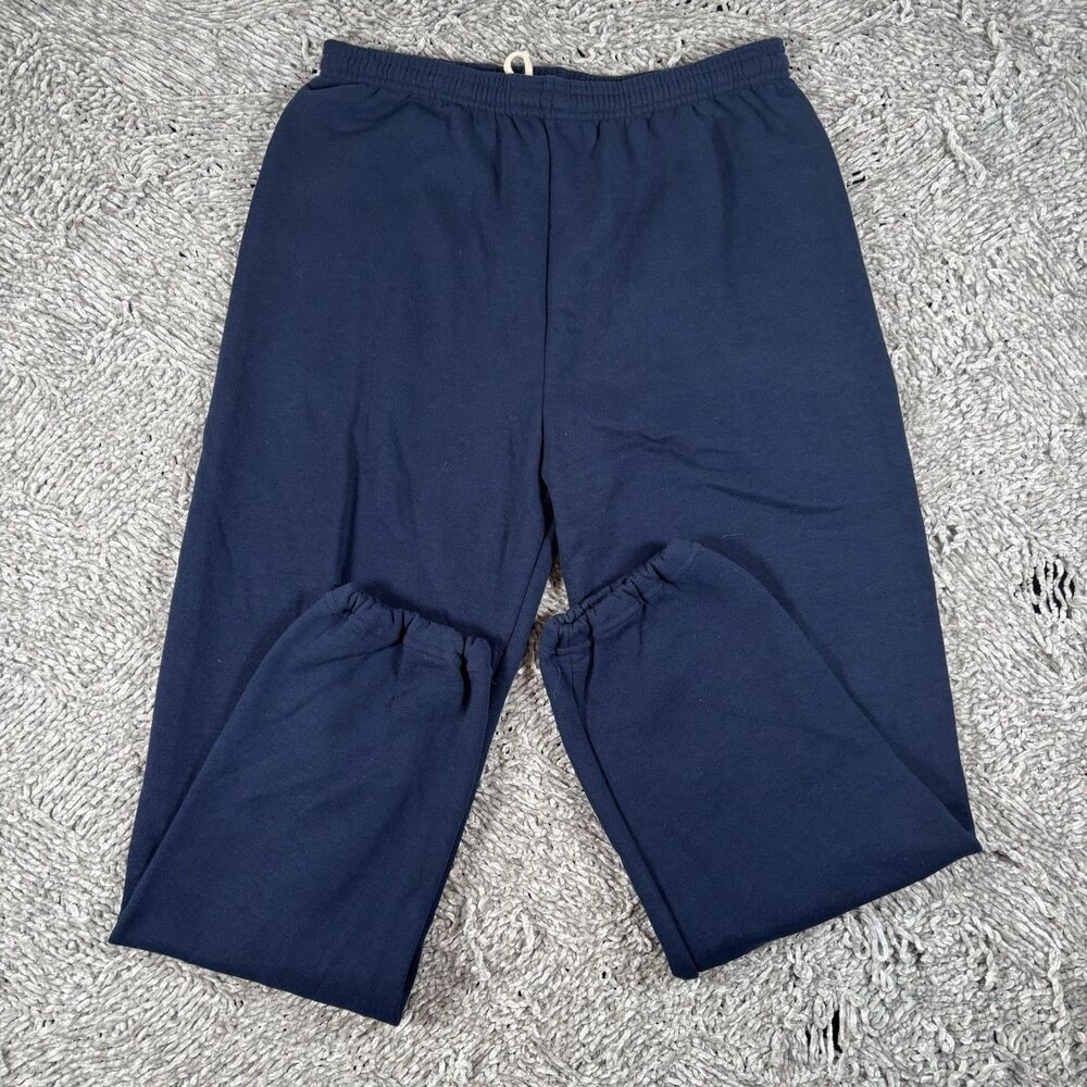Vintage Jerzees Sweatpants Men's Large Blank Navy Blue Made In USA Activewear